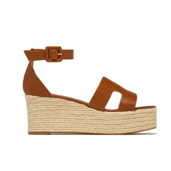 Tan H Band Espadrille Platform Sandals - Picture 5 of 6